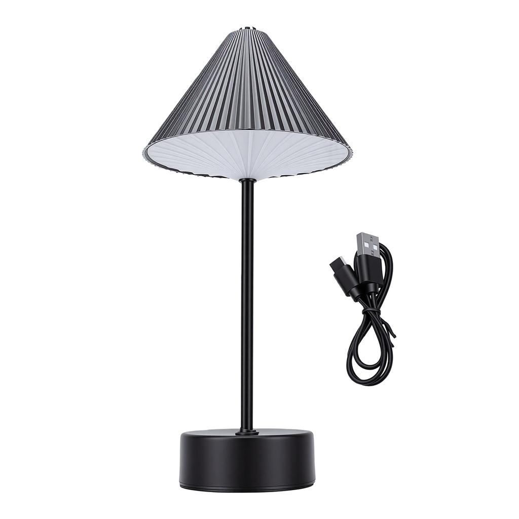 LED Table Lamp Minimalist USB Rechargeable Touch Control Bedside Lamp for Bedroom Study Cafe Black