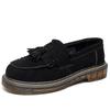 Tassel women's genuine leather suede leather small leather shoes men's fashion student round head casual shoes