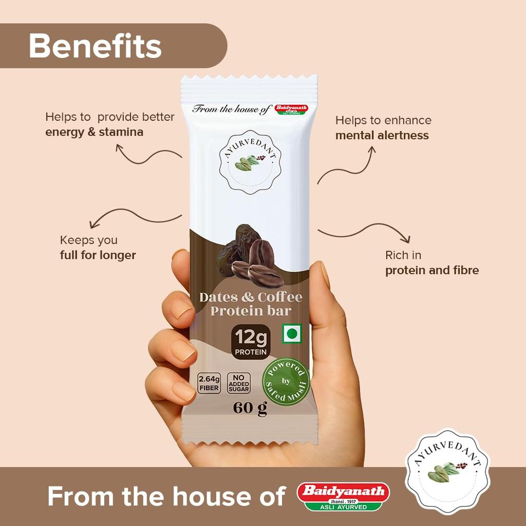 Baidyanath Choco Nuts Protein Bar 20g Protein No Added Sugar (60g x 6N) pack of 1 High Protein Snack for Energy and Muscle Recovery