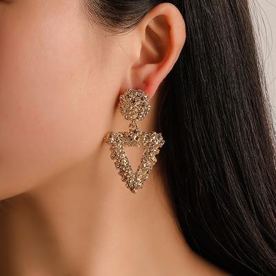 Personality Frosted Triangle Earrings Fashion Embossed Metal Earrings Trend Ear Jewelry ADM