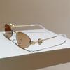 KAMMPT Rimless Oval Sunglasses with Rhinestones Women Fashion Vintage Casual Shades 2026 Trendy Brand Design Decor Sun Glasses