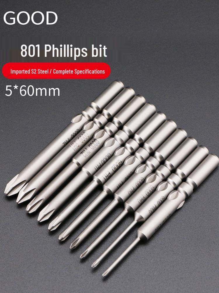 GOOD801 Electric Phillips Head Screwdriver Bit, 5mm Shank, 3mm Magnetic, 60mm Length