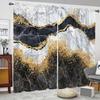 2pcs Marble Pattern Curtains Rod Pocket Decorative Window Drape Window Treatments For Bedroom Living Room Study Home Decoration