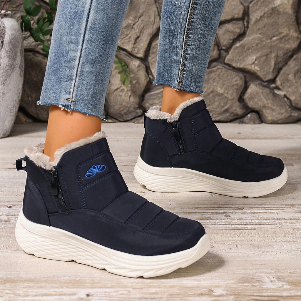 Women's Winter Warm Snow Boots with Fur Lined Warm Slip On Short Boots for Women Comfortable Outdoor Waterproof Chunky Platform Walking Booties Shoes