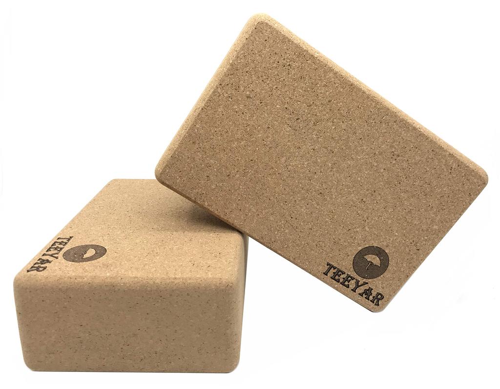 Cork Yoga Blocks Teeyar Set of 2 Natural Spanish Cork Exercise X X for and Exercise Yoga 23 X 15 X - Heavy-Duty 100% Blocks, 9" 6" 3" Yoga, Pilates,