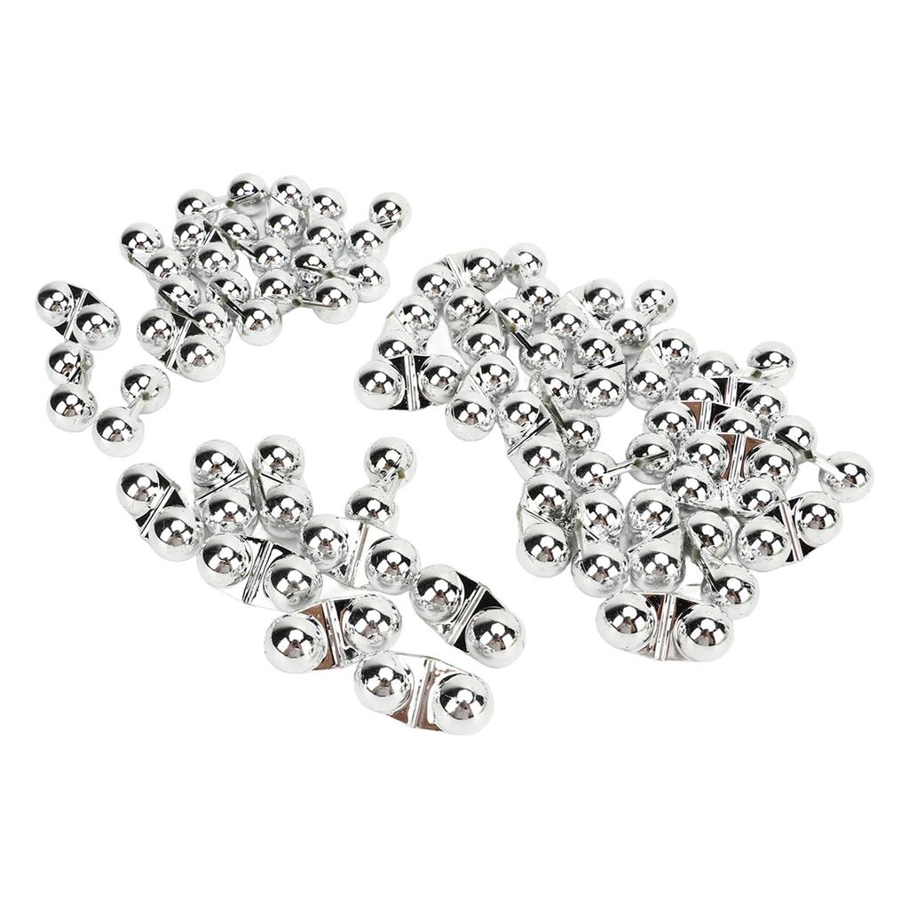 50PCS Fishing Double Rattle Metal Sea Fishing Attractor Bell Beads with Plastic Case for Luring Fish Silver