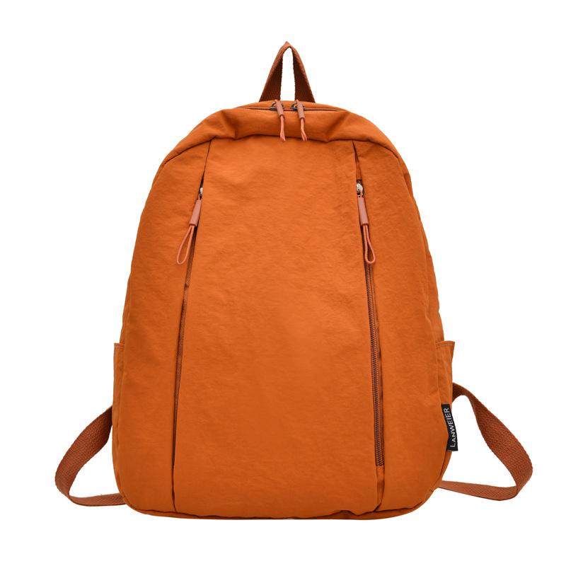 Schoolbag Casual Nylon Backpack Niche Design Solid Color Large Capacity Commuter Travel Backpack College Student Class Backpack