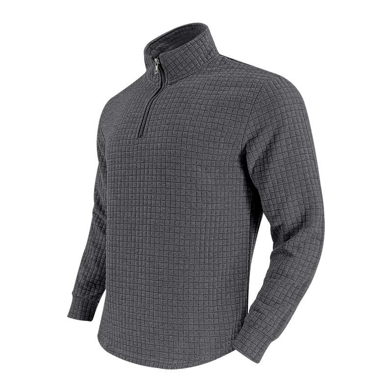 New Versatile Daily Business Spring And Autumn Men'S Men'S Standing Collar Long Sleeved Casual Outdoor Hoodie Jacquard Knitted Sweater