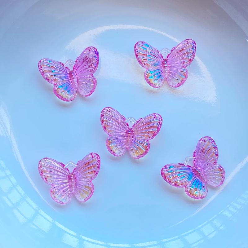 40Pcs New Kawaii Cute 12*16mm Shining Butterfly Flat Back Resin Cabochons Scrapbooking DIY Jewelry Craft Decoration Accessorie