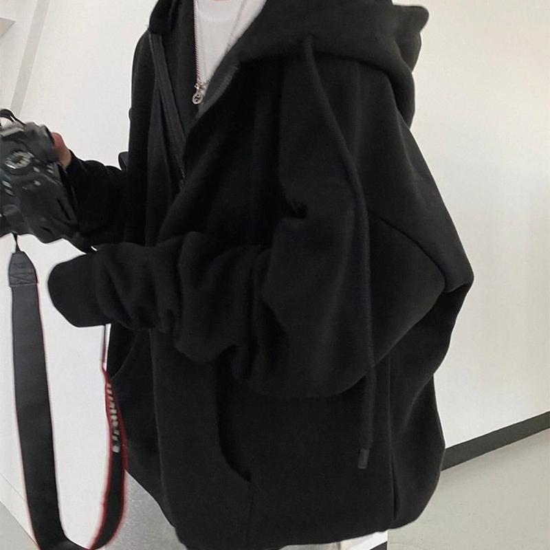 Dámské mikiny 2023 Retro jednobarevné mikiny na zip Oversized mikiny Verze Harajuku Dlouhý rukáv Bundy s kapucí Kabát Krátký Univerzální Top