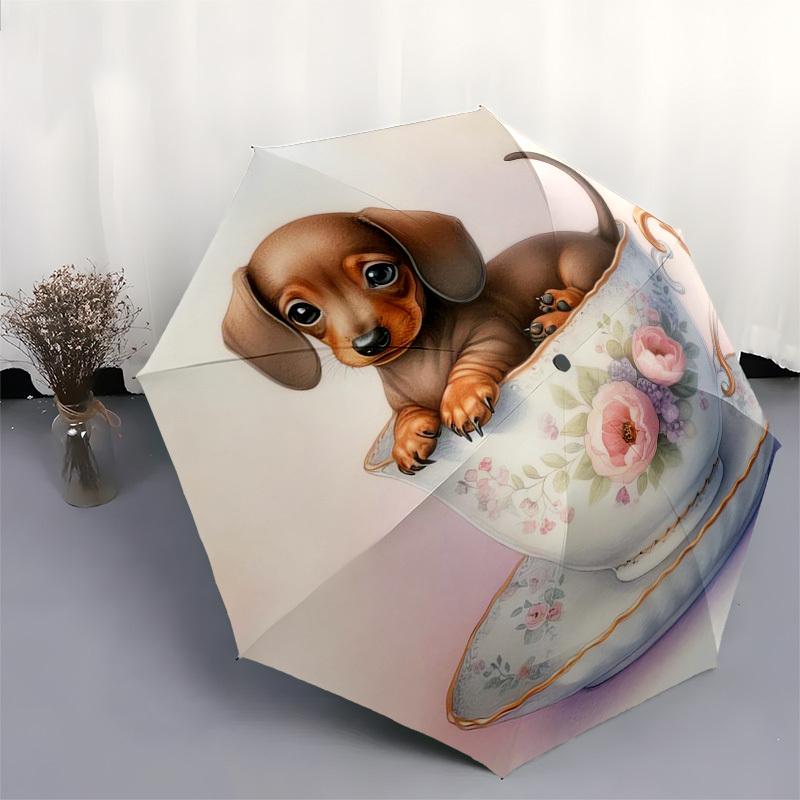 1pc Teacup Puppies Umbrella with Plastic Handle,Suitable for All Seasons Home Travel Outdoor Umbrellaptys31030