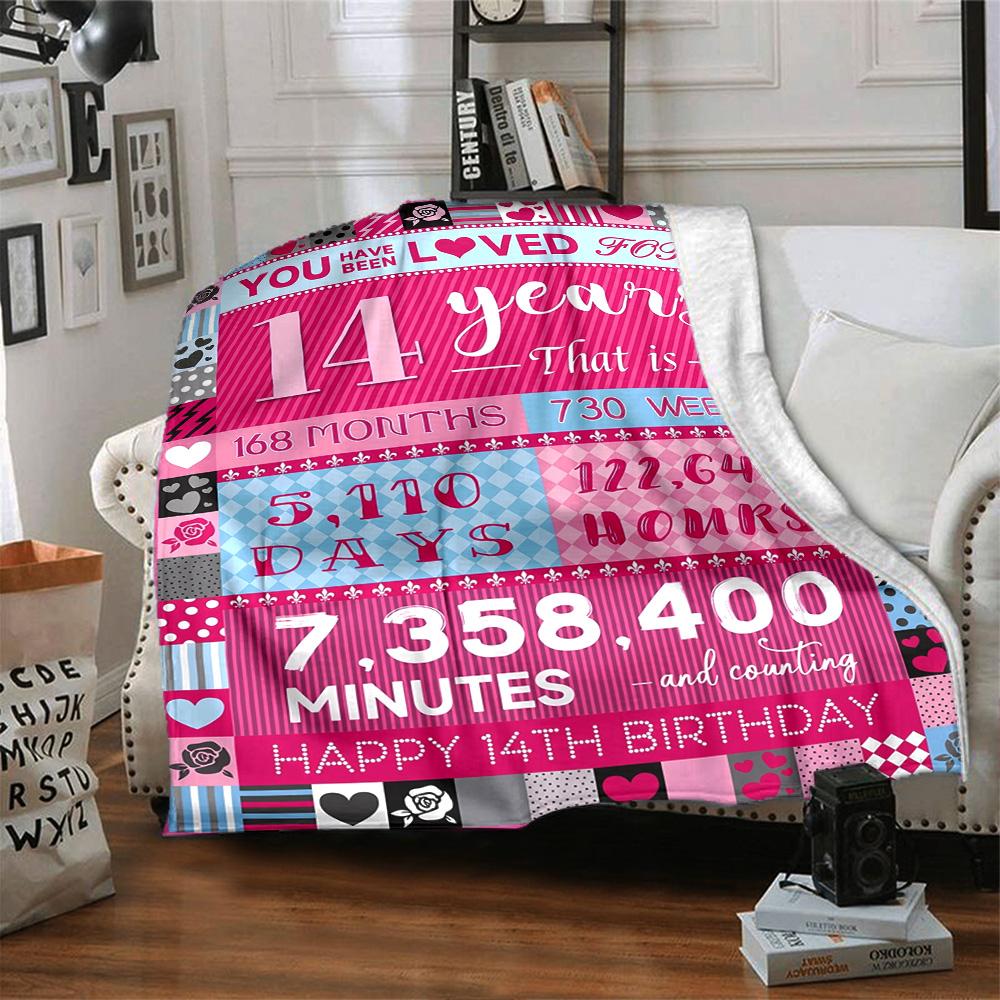14Th Birthday Celebration Multi-purpose Blanket Comfortable Ure Versatile Picnics Four Seasons Universal Warmthful Decor and Friends Y8