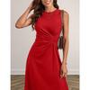 Solid Color Round Neck Sleeveless Pullover Midi Dress For Women Casual Commuting