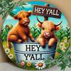 Metal Wall Art Highland Cow Sunflower Sign Rustic Round Decor Home Farmhouse Garden