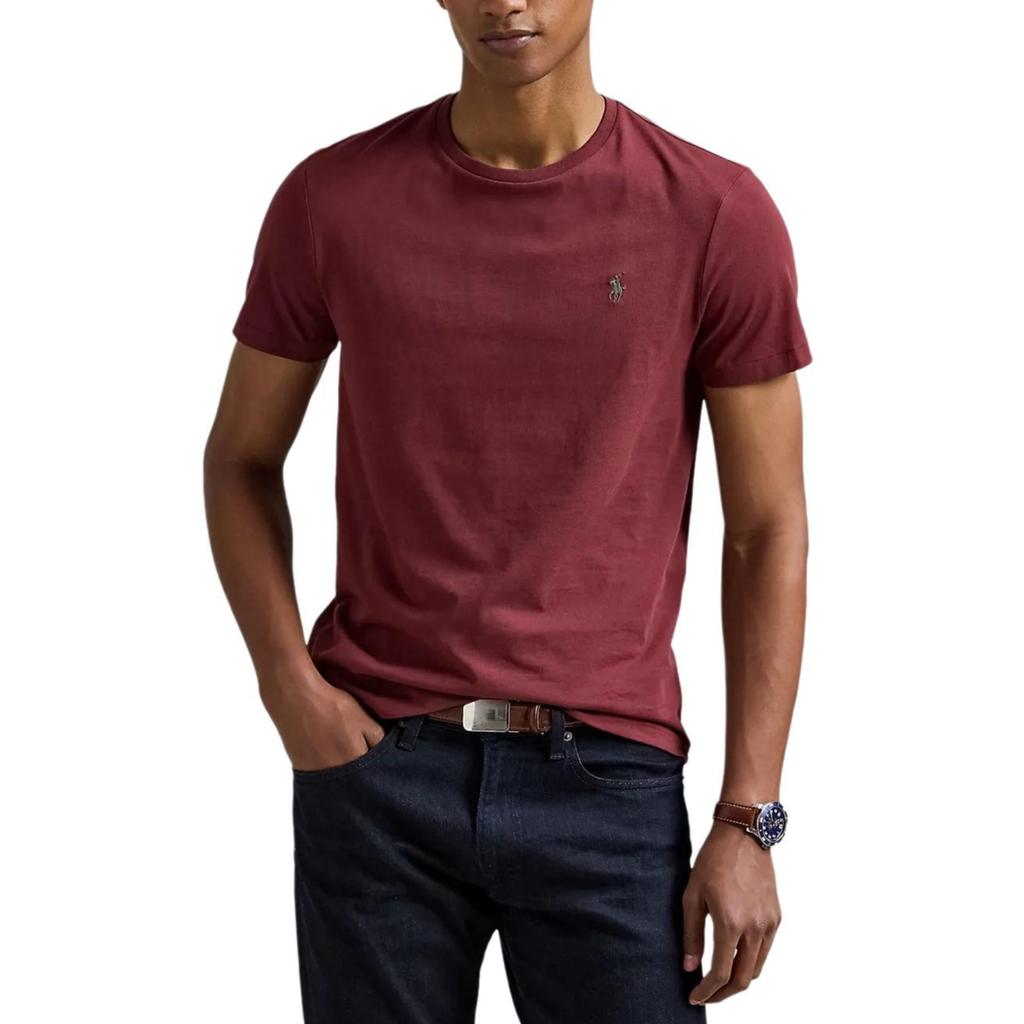 Polo Ralph Lauren Solid Color Crew Neck Short Sleeve T-Shirt Men Tops Bordeaux-Red 710671438-424
