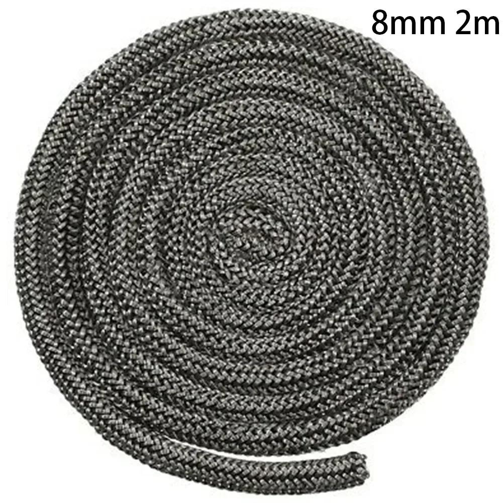 Black Stove Fire Rope Fireplace Sealing Rope Gasket Cord 6/8mm 2M Fiberglass Stove Door Fireplace Cord Replacement
