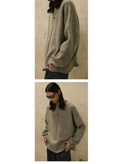#OVDY Autumn/Winter Soft Minimalist Round Neck Rolled Edge Sweater