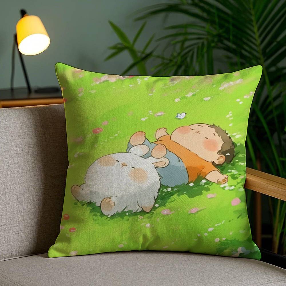 

Cartoon Panda Cute Animals Pillow Case Anti-dustmite Pillowcase Invisible zipper silky short plush Sofa cushion cover 12x12Inch