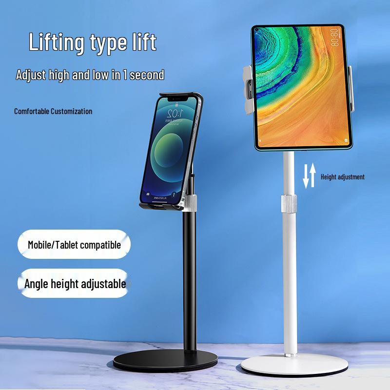 Adjustable Metal Telescopic Phone and Tablet Stand - Portable with Rotating Base