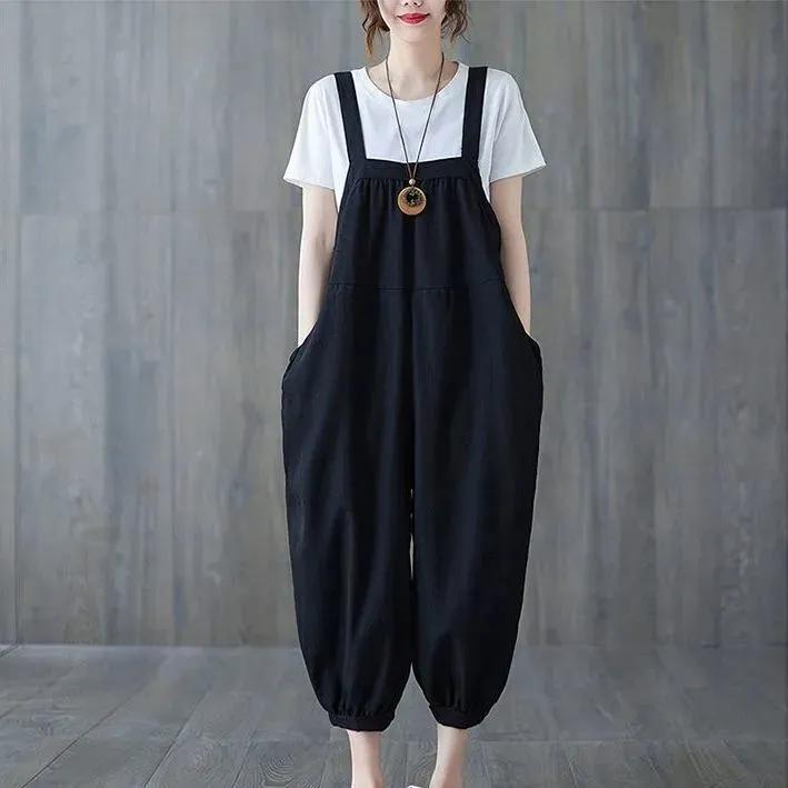 Casual Overalls Women's Summer Clothes Large Size Loose Covering Meat Was Thin Harlan One-piece Pants