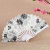 Plastic Folding Fan Chinese Style Retro Flower Plain Painting Soft Faux Silk Decorative Handheld Wedding Party Elegant Ladies Craft Cloth Fan Women