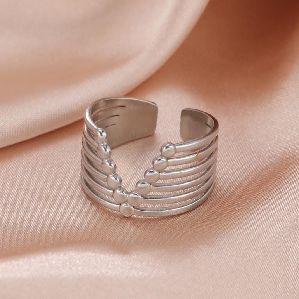 Stainless Steel Women Rings Geometric Heart Aesthetic Adjustable Open Finger Ring Fashion Party Jewelry Gifts