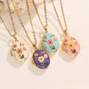 Stunning Retro Enamel Photo Album Necklace with Clavicle Chain for Women