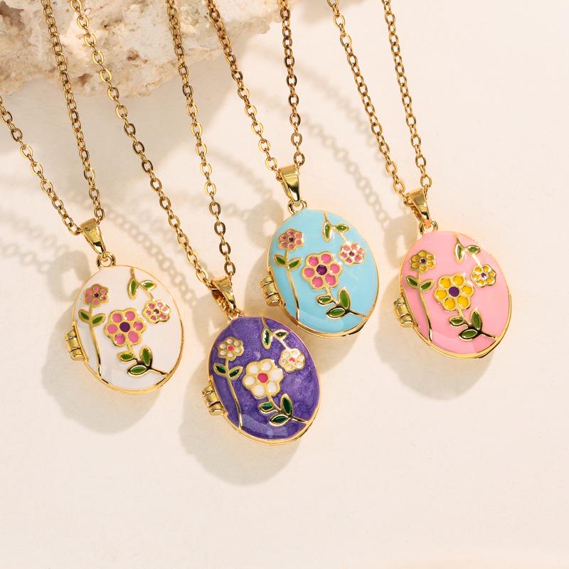 Stunning Retro Enamel Photo Album Necklace with Clavicle Chain for Women
