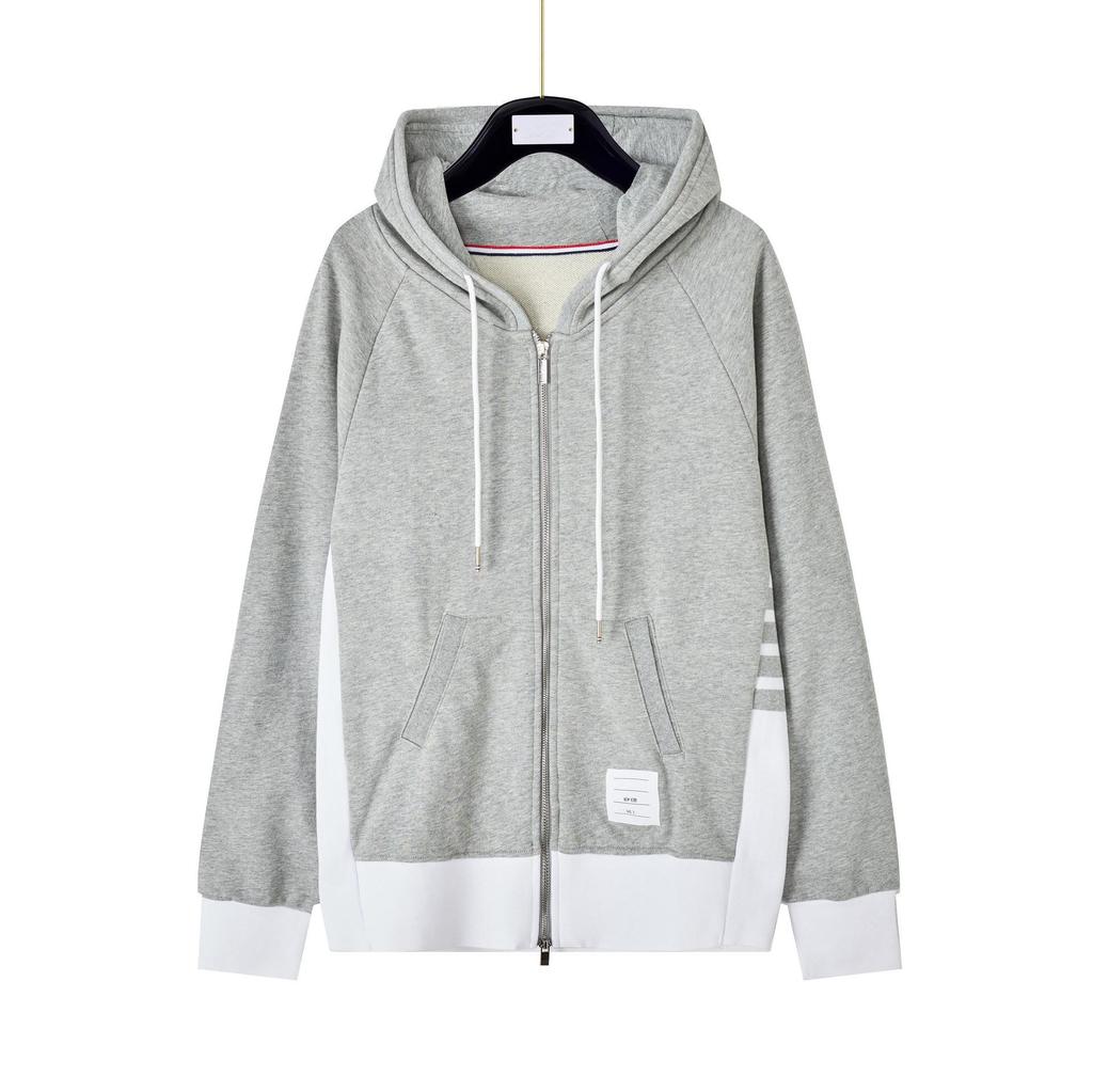 Unisex Zipper Hoodie - Autumn Collection with Four-Stripes, Color Block & Side Stripes Design