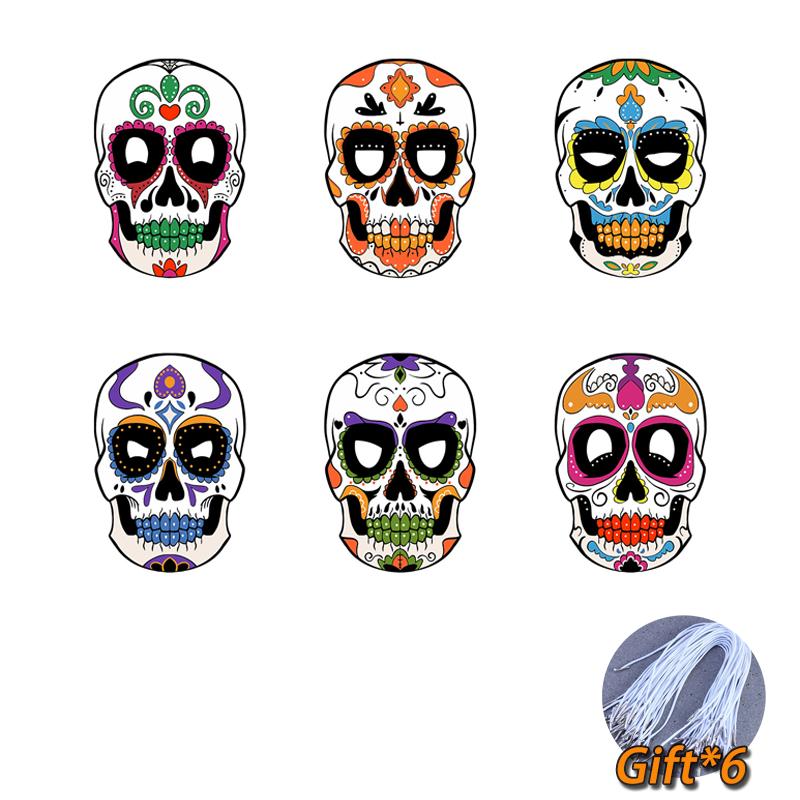 Colorful Paper Skull Dress Up Party Face Masks for Mexican Day of The Dead Theme Party Halloween Masquerade Decoration