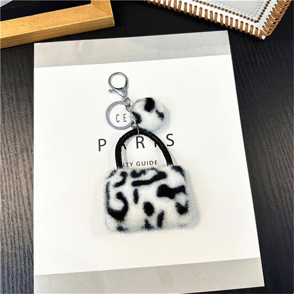 Colored Leopard Print Keychains Trendy Plush Bag Pendant Car Key Holder Accessories for Women Men Friendship Gifts Bag Charm