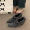 2026 New Spring Autumn Women Fleece Lined Loafer Shoes Concise Short Plush Shoes Eelgant Slip On Dress Thick Heel Pumps Shoes