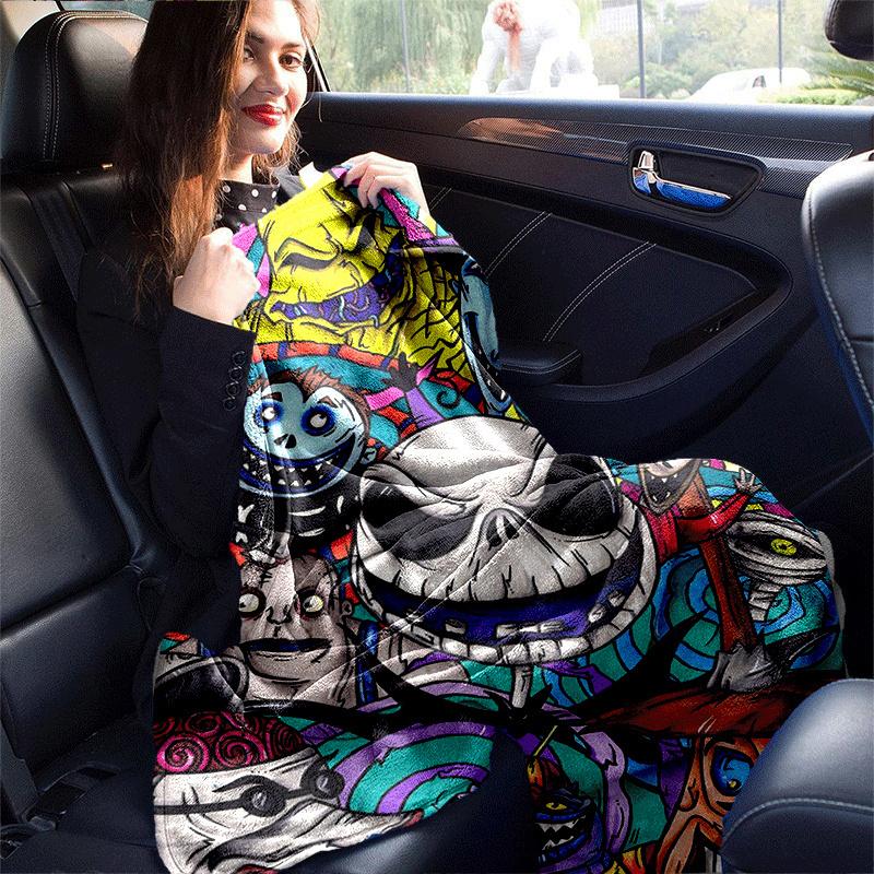1pc Christmas Nightmare Printing Blanket - Soft, All-Season Throw for Living Room, Beroom,Personalize Gift with Aorable Cartoon Esign