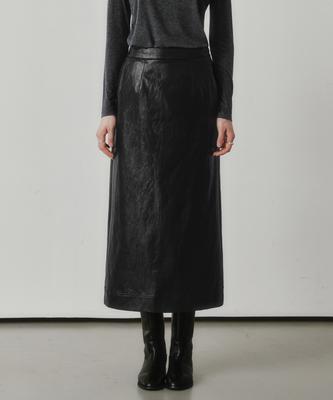 ZEROSTREET Lezero Leather Long Skirt / Black