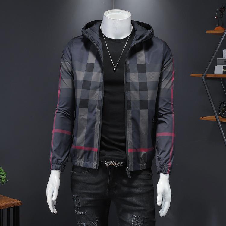 Pánský trendy károvaný pruhovaný kardigan bunda s kapucí - Evropský styl, Velké velikosti, Jaro/Podzim