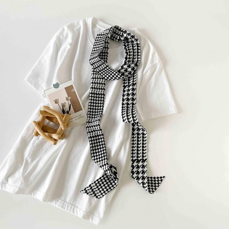 Millennium Spice Girl Style Thin Long Silk Scarf Neck Ribbon Retro Leopard Print Silk Scarf Long High-End Ribbon Headband