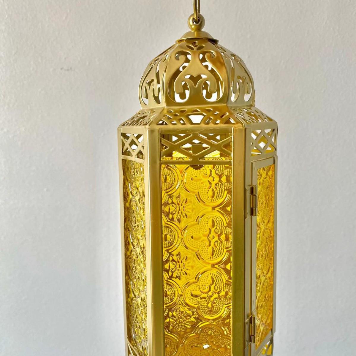 Классический марокканский стеклянный подсвечник из золота и железа 11*9.5*25CM