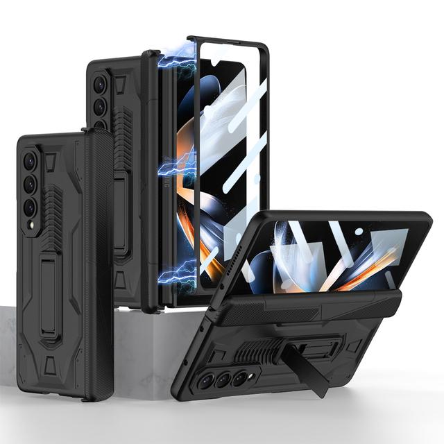 

Противоударный бронированный чехол для Samsung Galaxy Z Fold 4 5g Slide Pen Slot Case Магнитный шарнирный кронштейн-подставка для Samsung Z Fold 4 Case for Galaxy Z Fold 4 чёрный
