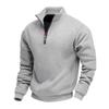 Plus Size Autumn and Winter Fleece-Lined Half-Zip Pullover Plain Colour Casual Hoodie for Men