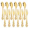 12pcs Colorful Royal Tableware Set Western Stainless Steel Flatware Cutlery Coffee Spoon Fruit Cake Fork Dinnerware Silverware
