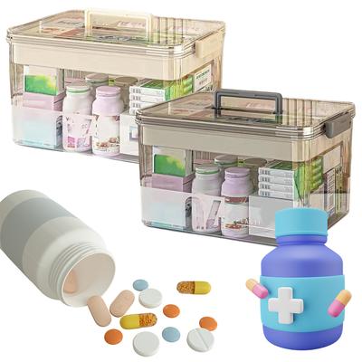 Large Capacity Multi-functional Medicine Cabinet Transparent Multi-Layer Sorting Storage Box Portable Storage Box for Groceries