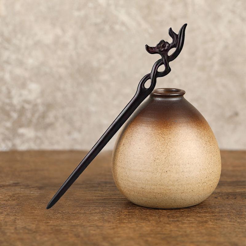 Antike Haarnadel Shen Guibao Ebenholz Haarnadel Geschnitzte Perlen Haarnadel Cheongsam Hanfu Accessoires Tägliche Scheibe Haar Kopfschmuck