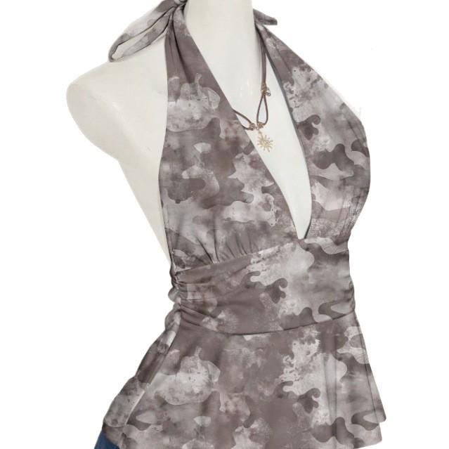 Stylish Multi-color Halterneck V-neck Pleated Vest - Summer Fashion