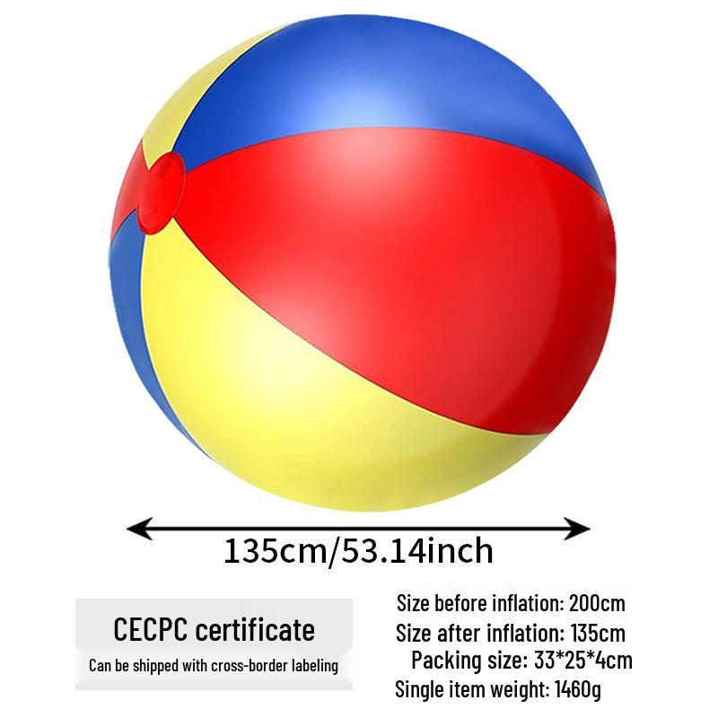 Large Inflatable Three-Color Beach Ball for Outdoor Fun and School Sports Activities