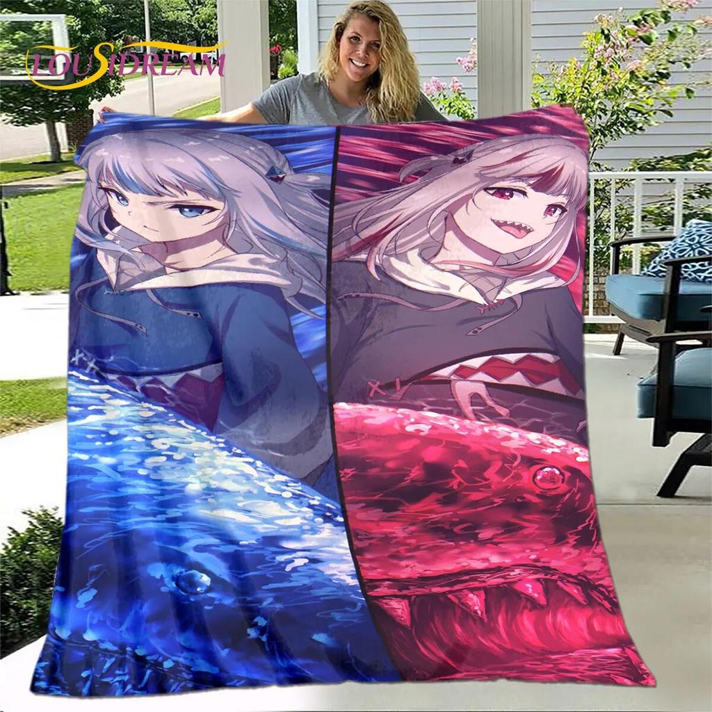 Gawr Gura Hololive Cute Anime Soft Plush Blanket,Flannel Blanket Throw Blanket for Living Room Bedroom Bed Sofa Picnic Cover Kid