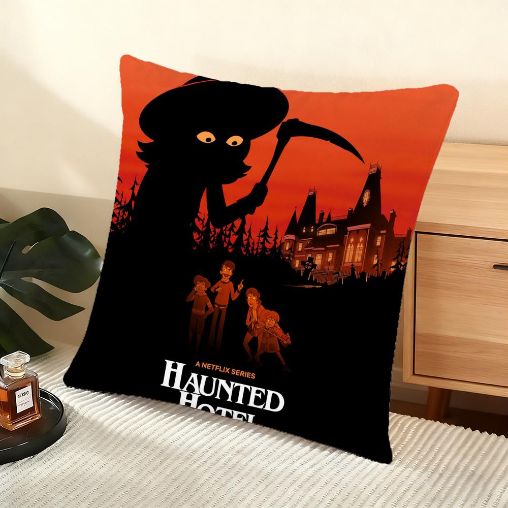 Cushion Cover Silky Short Plush Home Sofa Cushion Cover - Invisible Zipper Home Decoration Haunted-S Hotel