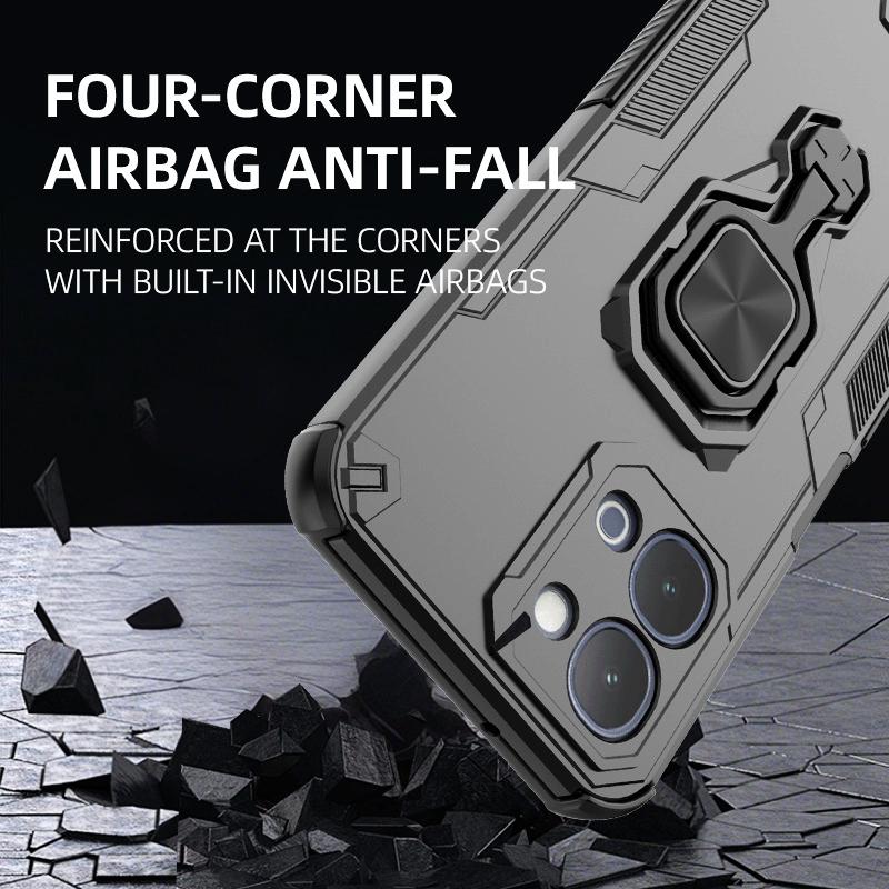 KEYSION Shockproof Armor Case for POCO X8 Pro Max Silicone+PC Upright Metal Live Ring Stand Phone Cover for Xiaomi POCO X8 Pro