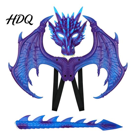 Schaumstoff Drachenflügel Kinderkostüm Set mit Maske Schwanz und Flügel Leichtes Kombi Verkleidung Cosplay Kostüme für Alter 3-12 Halloween Party