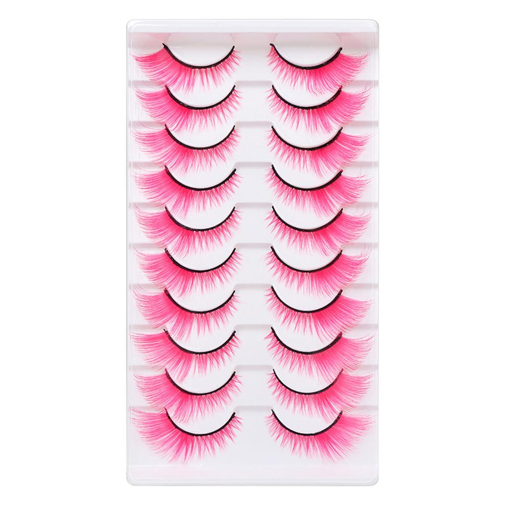10 Pares de Pestañas Postizas Ojo de Gato para Mujer, Aspecto Natural y Color Suave - Ideales para Halloween, Cosplay, Fiestas y Maquillaje de Escenario