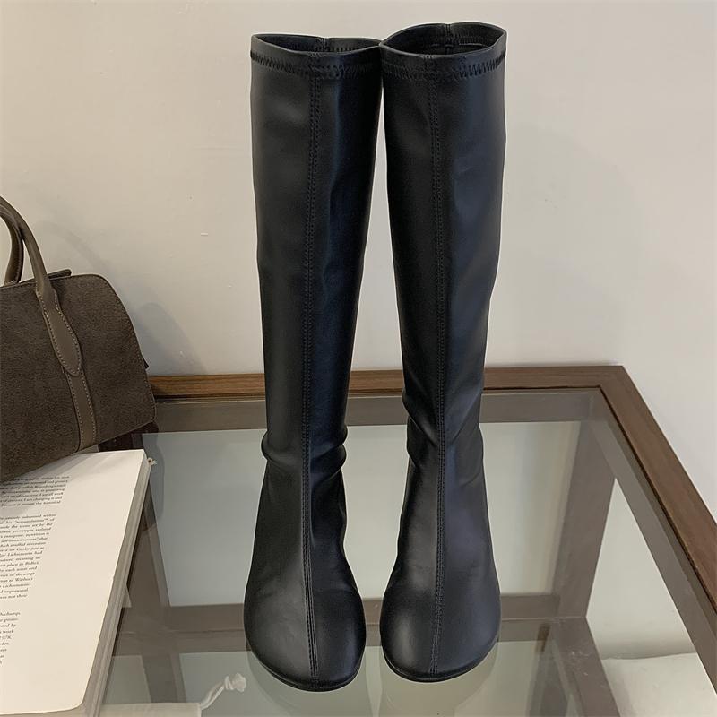 Eilyken Fashion Punk Style Round Toe Woman Knee-High Boots  Autumn Winter Low Heels Long Booties Ladies Shoes
